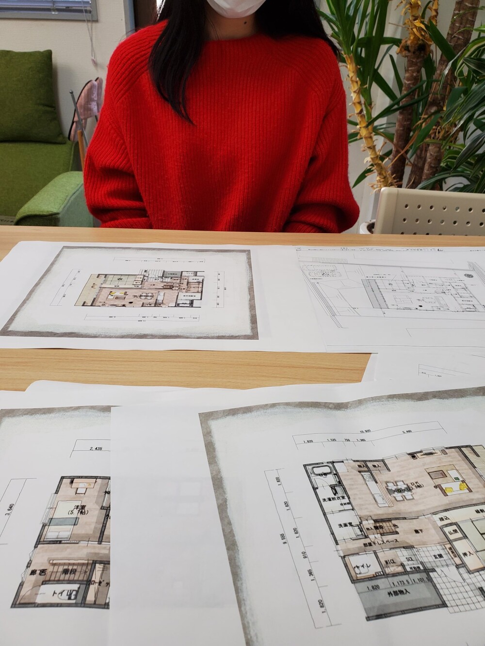 奈良県生駒郡平群町で新築工事計画中の設計デザイン途中、和モダン家、古風なモダン住宅をイメージした住まい手さんにとって暮らしやすい心地よさと家事動線、生活動線を間取りに組み込んだ環境計画の優位性