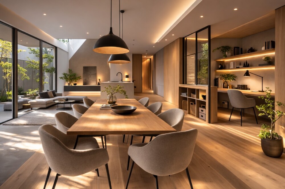 建築家が設計したダイニングとスタディスペースがつながるLDK。光と収納、暮らしの動線を整えた心地よい間取りの住まい