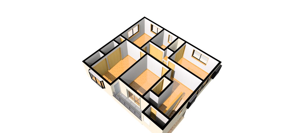 奈良県で実家の二階部分を活用した二世帯住宅リノベーション計画の改修前イメージ。既存の間取りでは部屋が細かく分かれ、家族が集まるLDKや収納計画、家事動線に課題がある状態。建て替えかリフォームかで悩む家族が、実家を活かしながら親世帯と子世帯が快適に暮らせる住まいへ再構築するためのビフォー間取りパース。